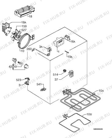 Взрыв-схема плиты (духовки) Zanussi ZBQ665N - Схема узла Electrical equipment 268